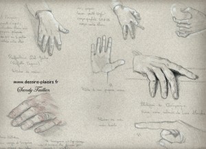 Graphite pencil drawing of hands